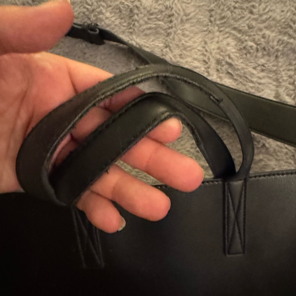 CALPAK Haven Black Leather Laptop Tote Bag - Picture 11 of 15
